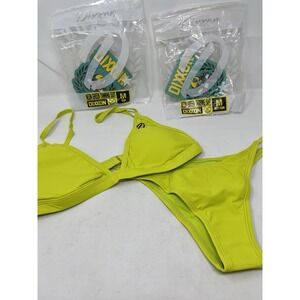 Dixxon Premium Swimwear Womens M Neon Green Yellow Tanning Suit Bikini